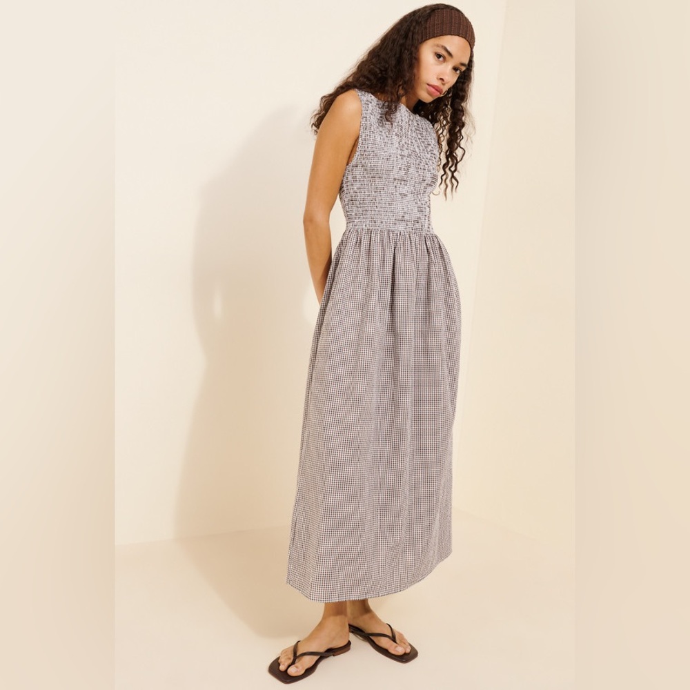 Hill House Home Cosima Nap Dress Chocolate Gingham READ DESCRIPTION